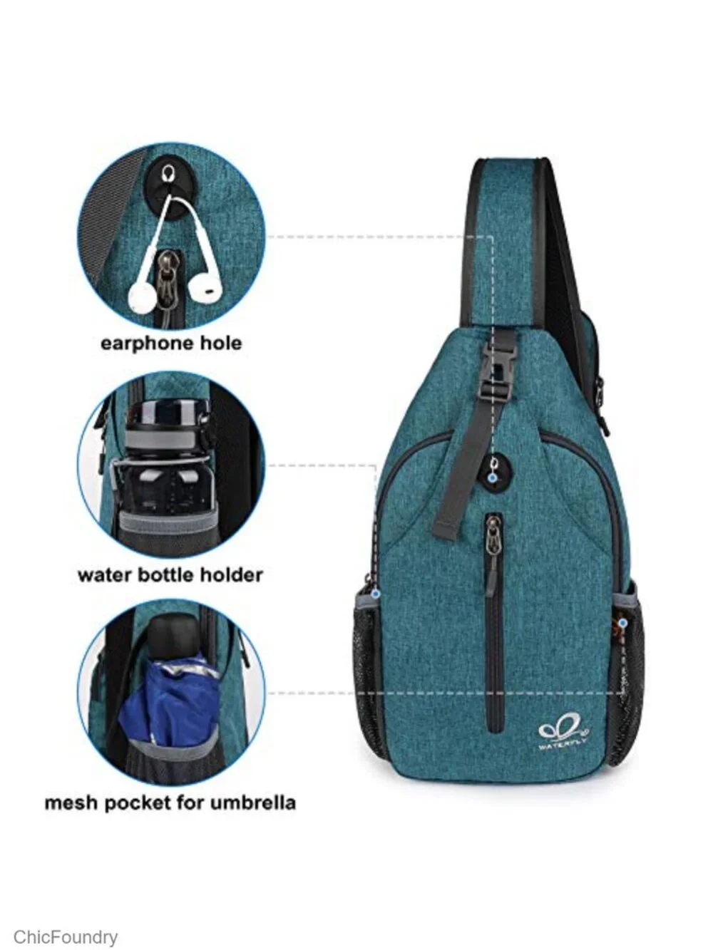 Crossbody Sling Backpack Daypack Travel Hiking Chest Bag with Adjustable Strap